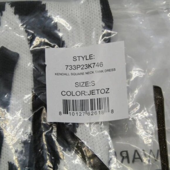 NEW TOCCIN  Midi Dress Black/White Size S Kendall Zebra Bodycon Square Neck - Picture 8 of 8